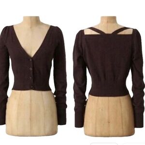 Moth x Anthropologie Purple Maroon Cropped Sweater